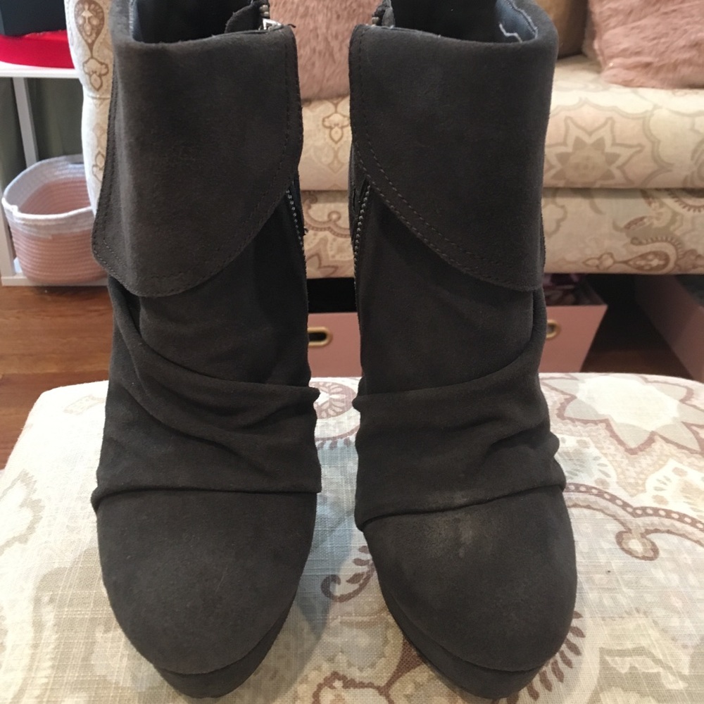 Naughty Monkey Dark Gray Suede Boots with buckles
